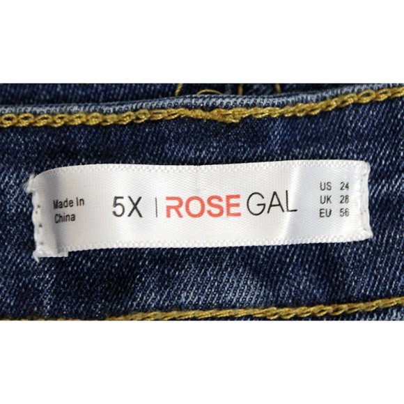Rose Gal Woman Sz 5XL Dark Wash Jeans Distressed Red & Black Plaid Fabric Under - Picture 6 of 7